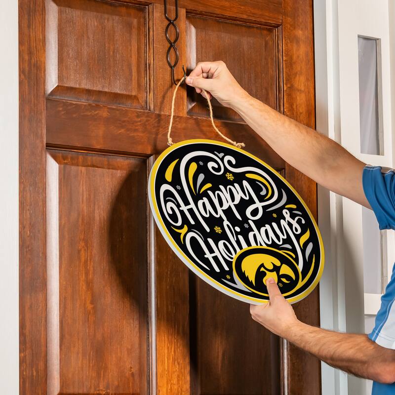 University of Iowa 18" x 18" Happy Holidays Door Décor Wall Sign - 18" x 18"