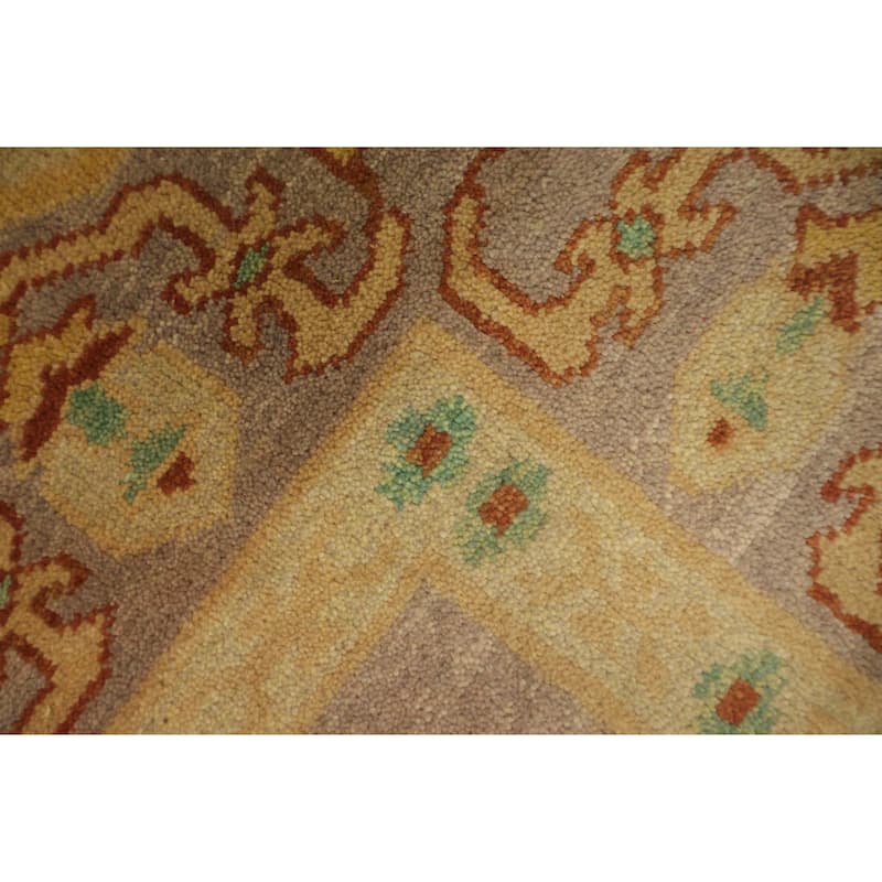 Hand Knotted Oriental 100% Wool Carpet Transitional Tribal Purples Oushak Area Rug - 10' 0'' X 7' 0''