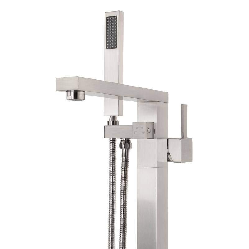 Bruch Nickel Finish Freestanding 35-inch Tub Filler Faucet - 35'' H x 6.8'' W x 10.24'' D