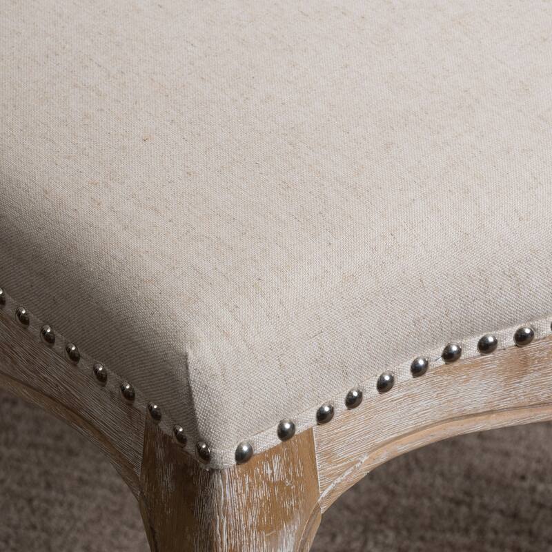 2 Piece Nailhead Upholstered Dining Chairs with Wooden Legs, Backrest, Upholstered for Dining Room Kitchen Bedroom Living Room