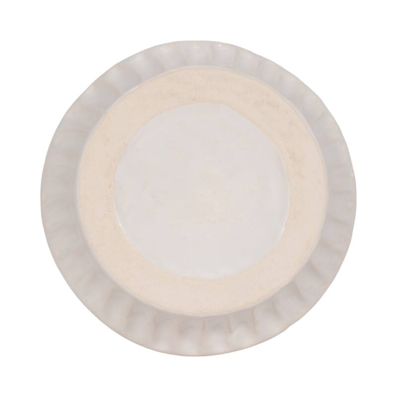 Sagebrook Home White Round Ceramic Wavy Vase