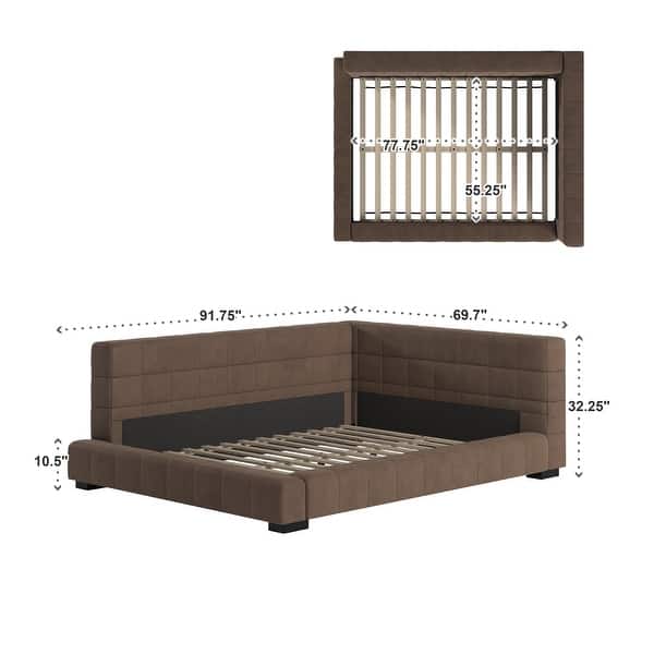 Basingstoke Brown Fabric Full Size Lounger by iNSPIRE Q Modern On