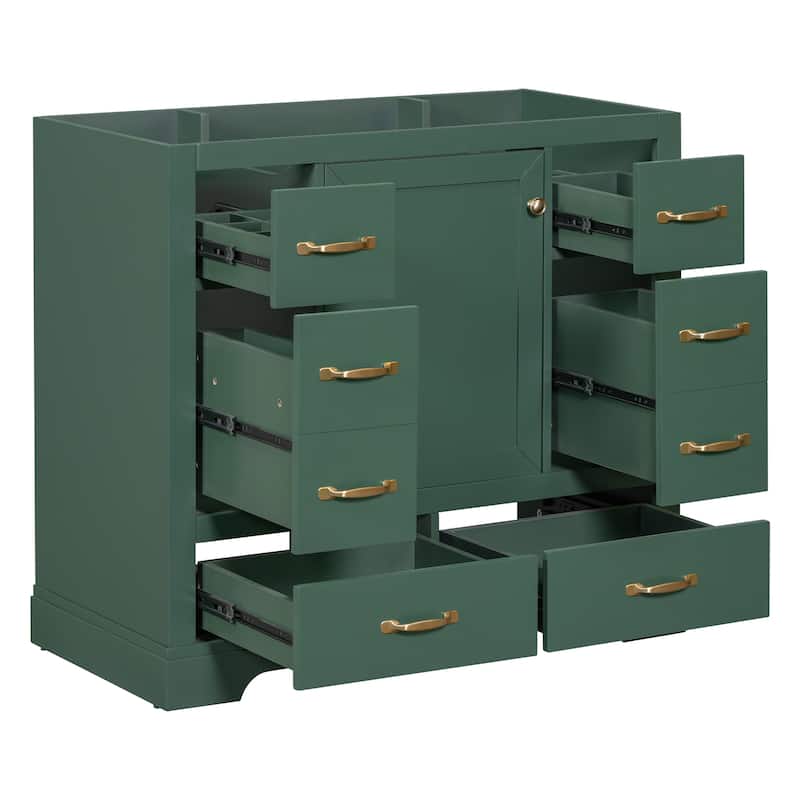 GDFStudio - Avalon 36-Inch Bathroom Vanity Cabinet Base Only, Six Drawers, Multi-Functional Drawer Divider, Painted Finish