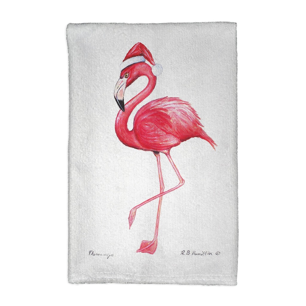 Flamingos - Santa Kitchen Towel - 16x25