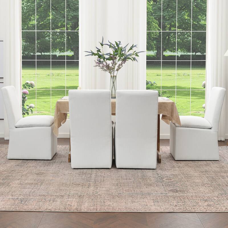 KINWELL 21"W Performance Fabric Dining Chair with Casters (Set of 4)