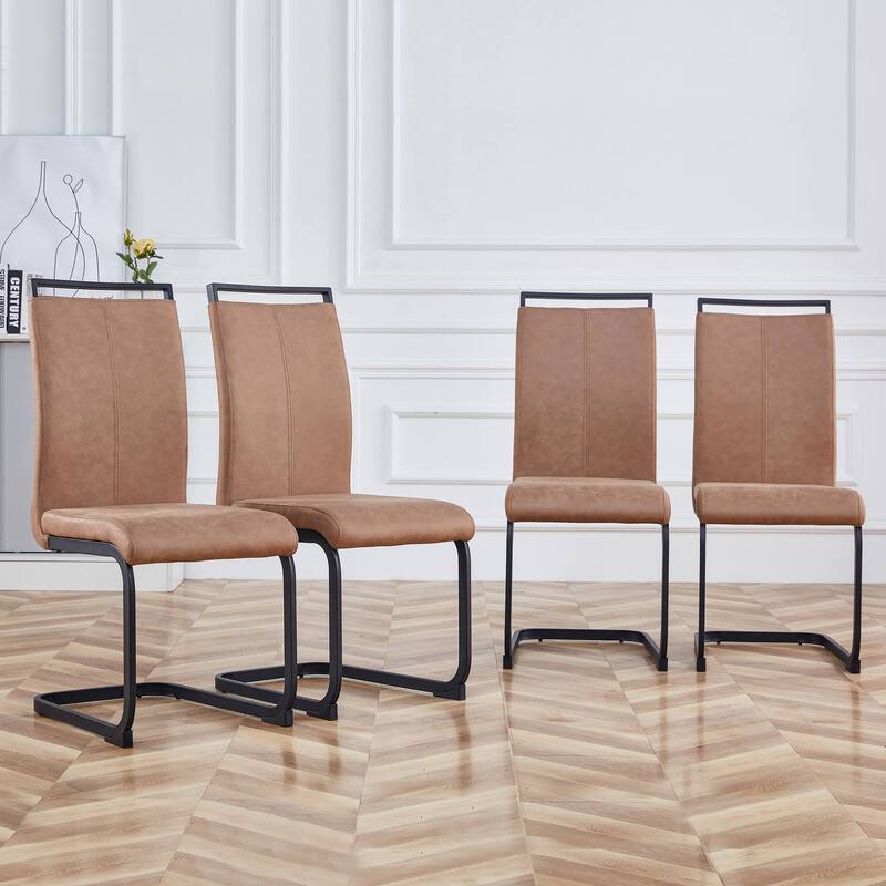 4PCS Dining Chairs,Technology cloth High Back Upholstered Side Chair with Metal Leg
