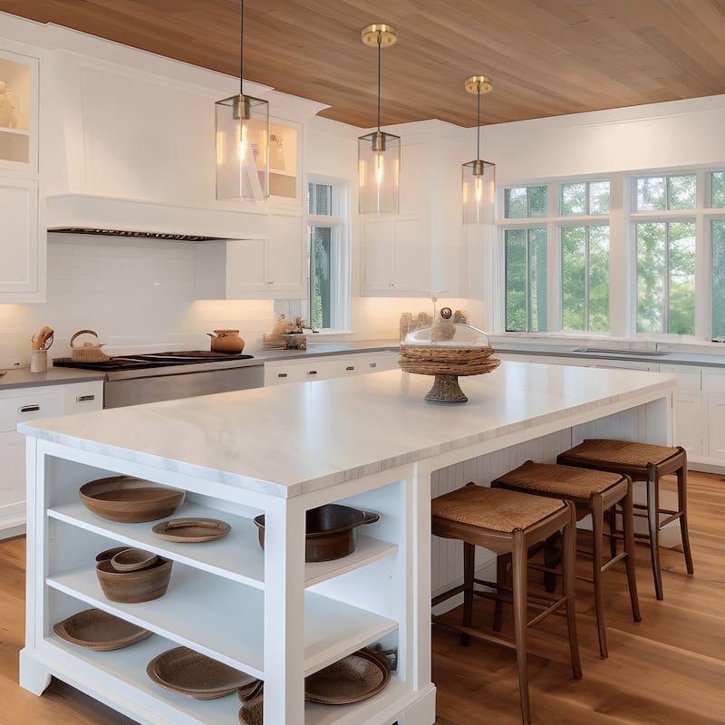 Elegant Gold 1-Light Modern Water Rippled Glass Kitchen Island Pendant Light for Dining Room - 5"W x 13.5"H