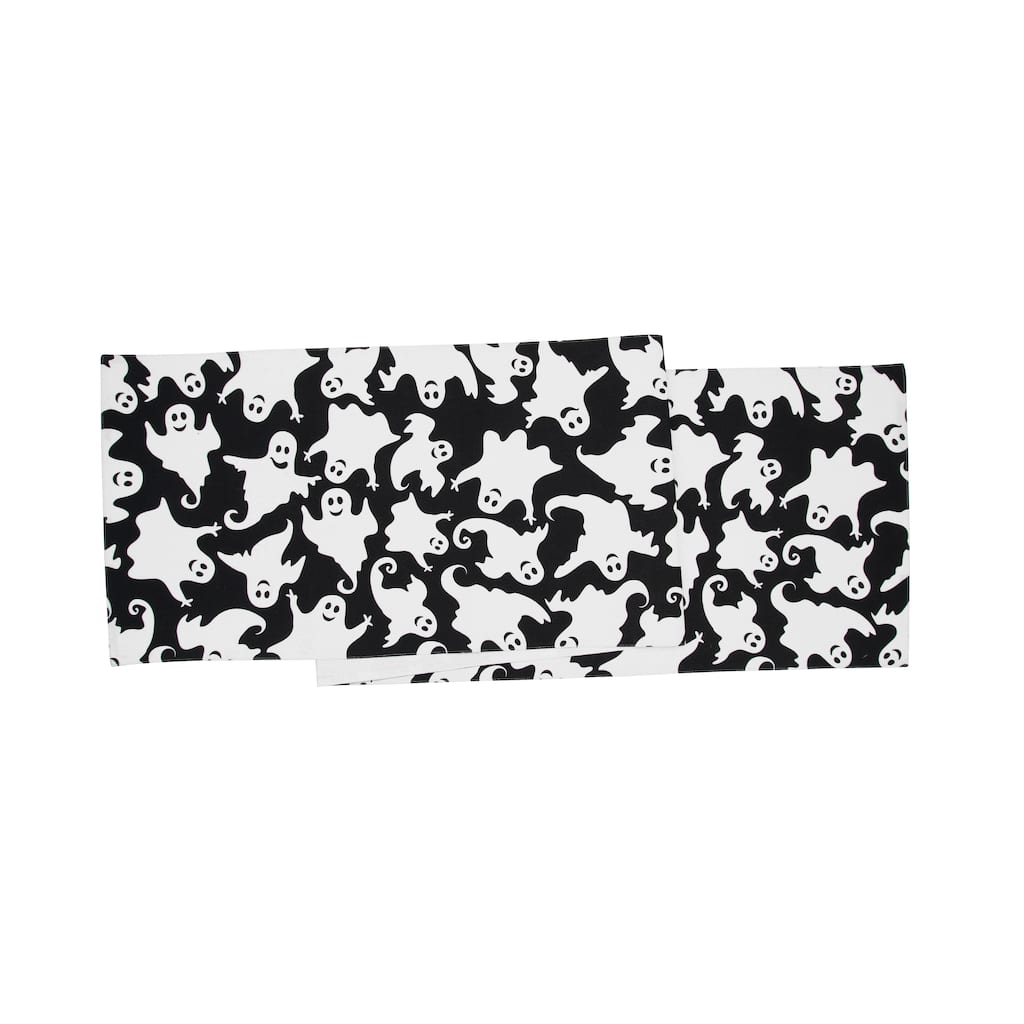 Hey Boo Flying Ghost Pattern 100% Cotton Halloween Table Runner 14" x 72"