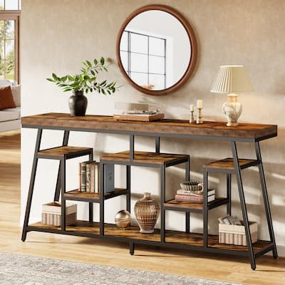 70.9-Inch Extra Long Console Table with Storage for Entryway, Sofa Table Behind the Couch - 13.78" D x 70.87" W x 33.46" H
