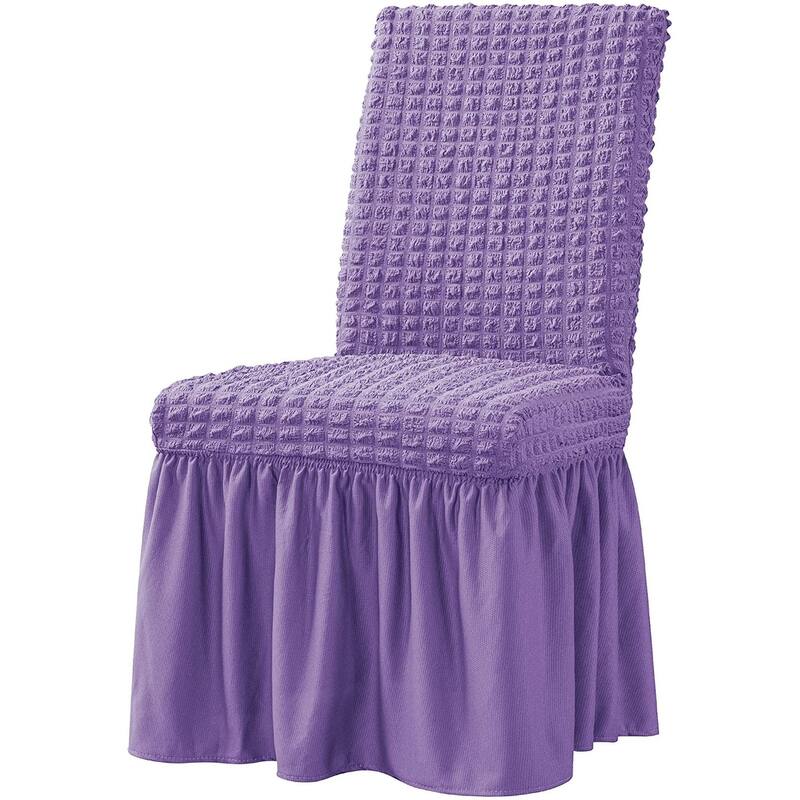 Subrtex Set-of-2 Stretch Dining Chair Cover Ruffle Skirt Slipcovers