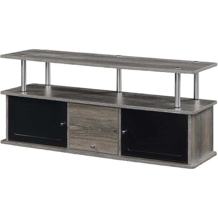 Designs2Go 55 inch TV Stand with 3 Storage Cabinets and Shelf, Weathered Gray