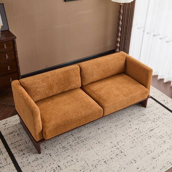 Square Arm Modern 3 Seater Boucle Sofa Upholstered Couch - Bed Bath ...