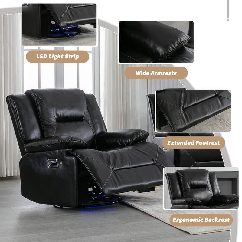 3 Seater Home Theater Recliner Manual Recliner Chair with a LED Light Strip Two Built-in Cup Holders