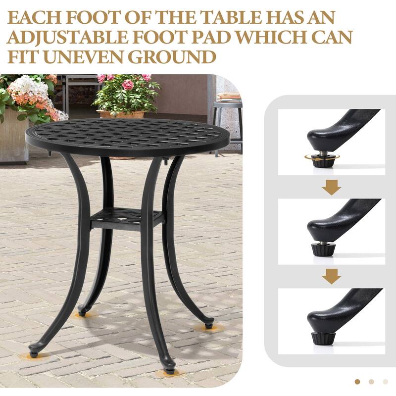 Outdoor Cast Aluminum Side Table Small Patio Coffee Table