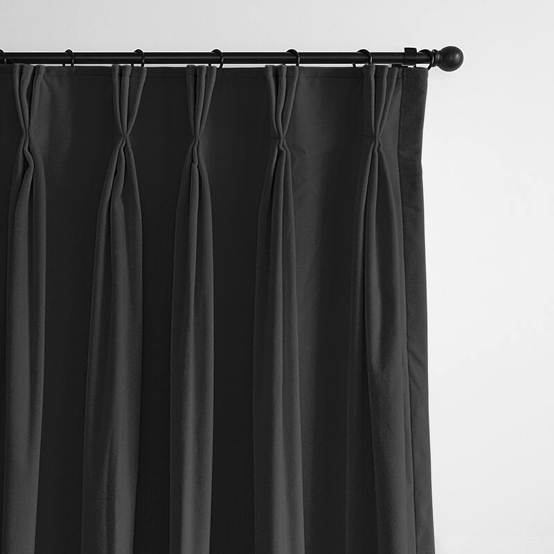 Cascade Velvet Ebony Pinch Pleat Drapery Panels Includes 2 Panels - N/A