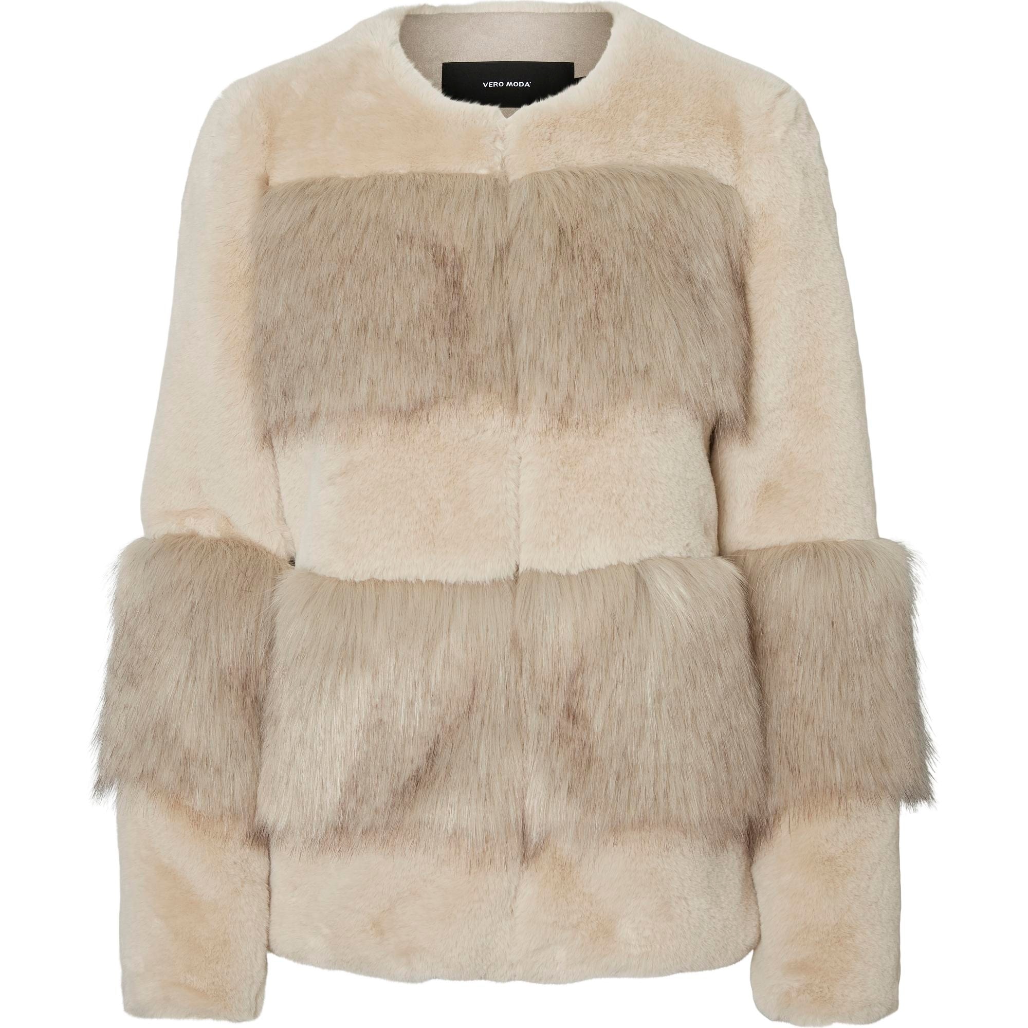 burgemeester stil Iets Vero Moda Women's Faux Fur Mixed Media Open Front Jacket - Oatmeal -  Overstock - 34625691