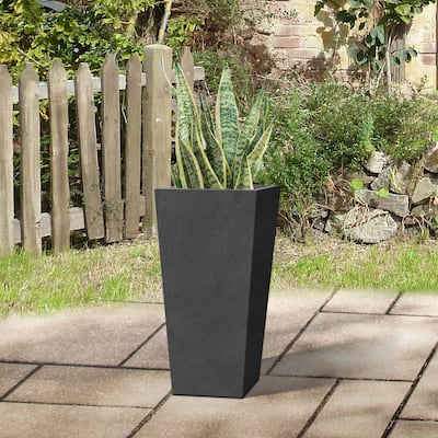 Roakken Black Lightweight Concrete Tapered Rectangle Planter by Havenside Home