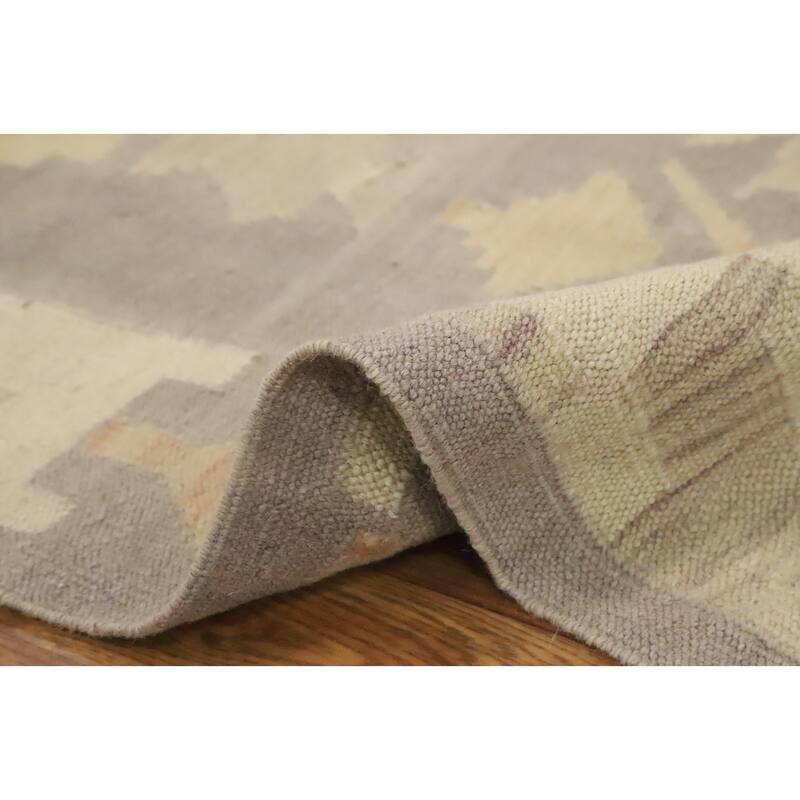 Hand Woven Oriental 100% Wool Carpet Southwestern Tribal Greys & Charcoal Kilim Area Rug - 5' 2'' X 3' 2''