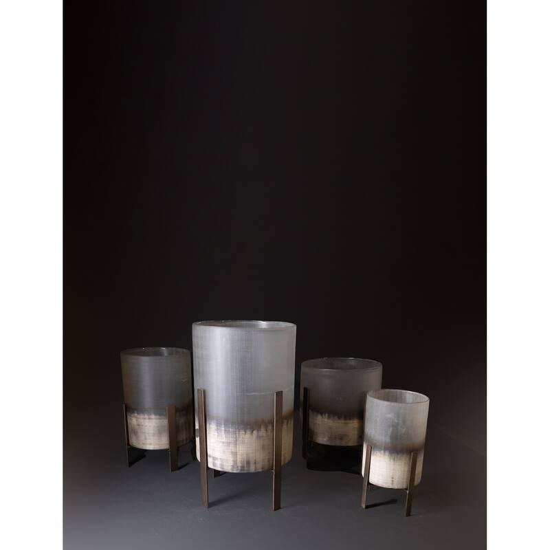 Hand-Etched Glass Tabletop Candle Holder - 14" - Clear