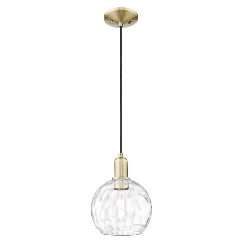 Innovations Lighting Endless Possibilities Arcadia - Athens Water Glass - 1 Light 8" Cord Hung Mini Pendant - Antique Brass