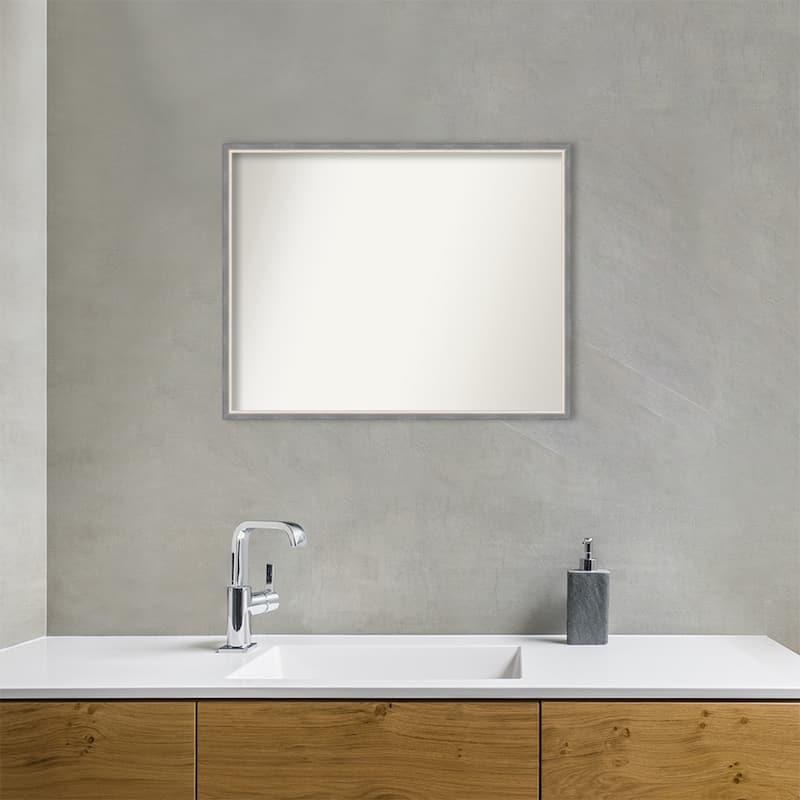 Theo Narrow Non-Beveled Wood Framed Bathroom Vanity Wall Mirror