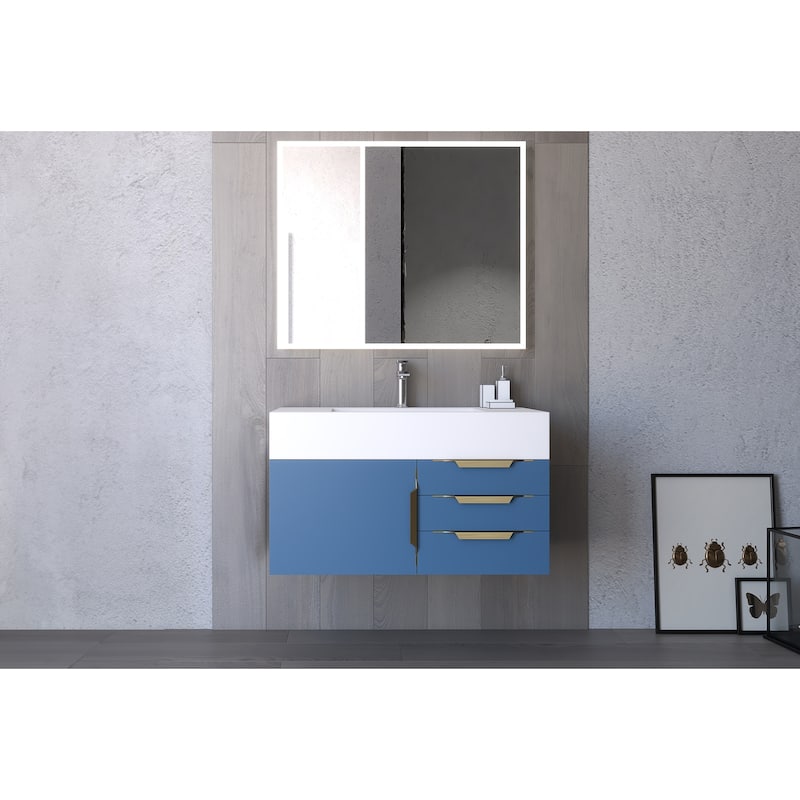 Nile 36-Inch Wall Mounted Bathroom Vanity Set w/ White Top