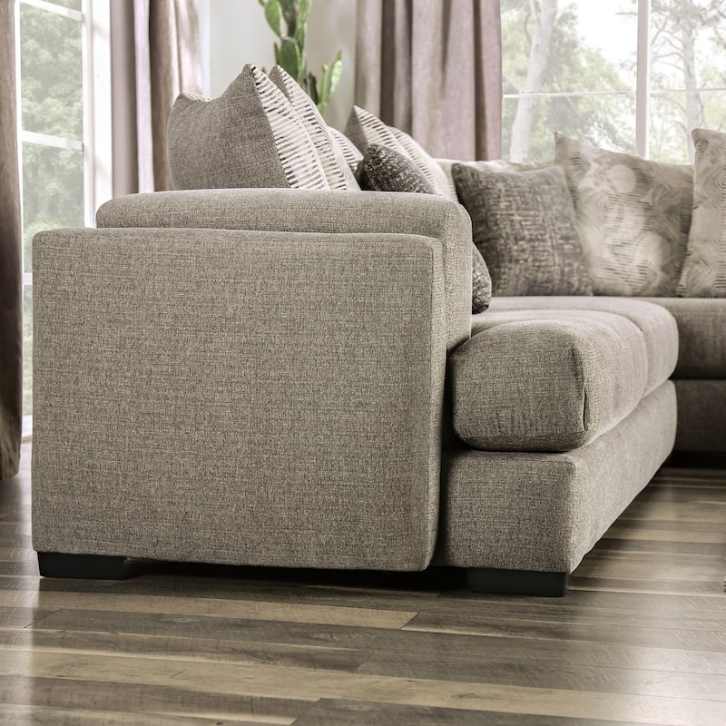Stym Transitional Light Grey Chenille U-Shaped Sectional by Furniture of America