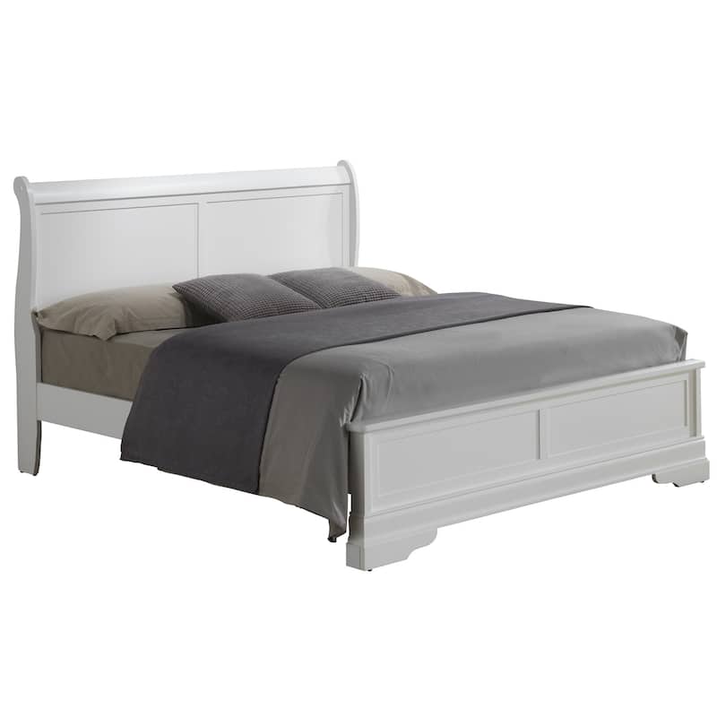 Solid Wooden Rectangular King Panel Bed - 89" - White