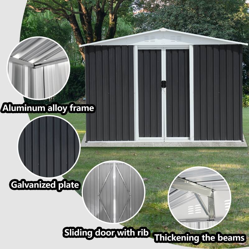 Rust-roof Steel Storage Shed with Waterproof Panels & Sliding Lockable Door Garden Shed Pet Shed Tool Shed