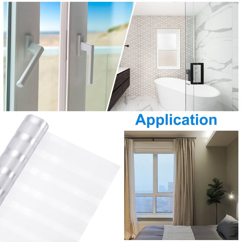 Window Privacy Film, Window Film Horizontal Stripes Pattern - White