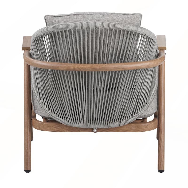 Outdoor Rope Club Chair with Textured Taupe Cushion Set of 1