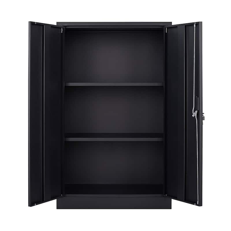 Metal Storage Cabinet with Adjustable Shelf & Locking Door, Black - Bed ...