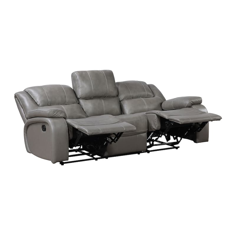 Fremont & Park Baron 86.5" Leather Manual Double Reclining Sofa, Wall Hugger Design