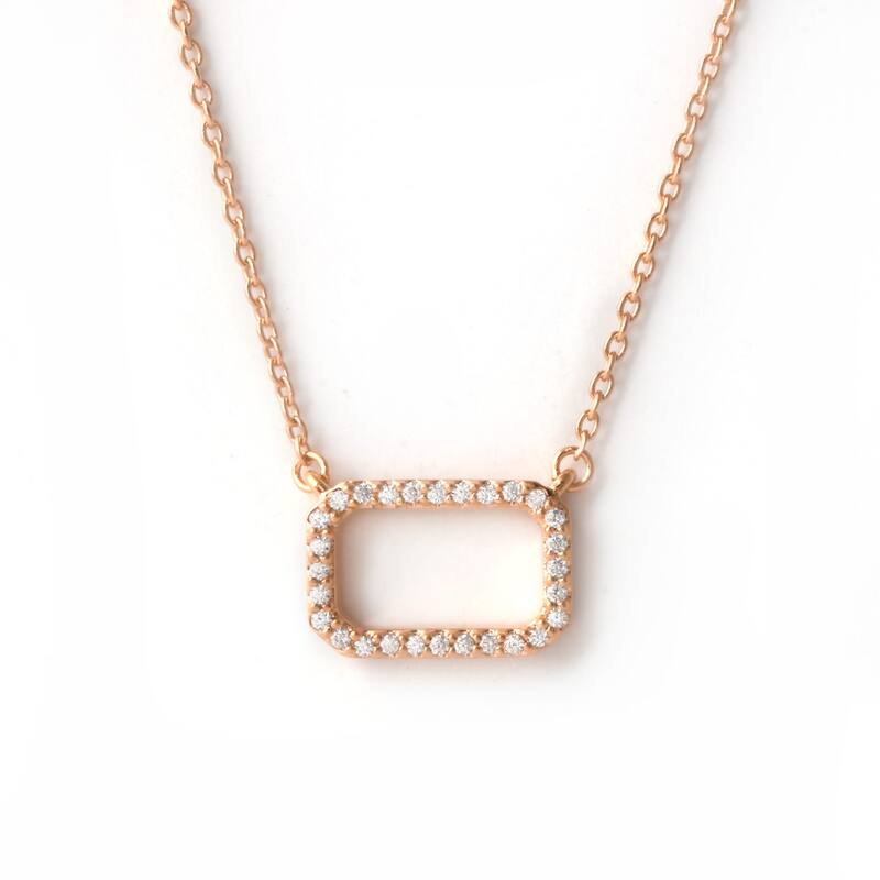 1/10ct Diamond Geometric Pendant Necklace in Silver for Women