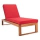preview thumbnail 1 of 16, SAFAVIEH Solano Outdoor Solid Wood Chaise Lounge Chair - 24.8" W x 80.9" L x 37.4" H Natural Wood/Red Cushion