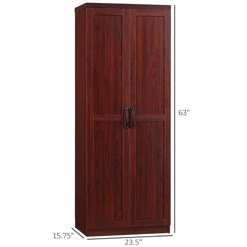 63" 2-Door Freestanding Storage Cabinet w/ 5-tier Shelving & 2 Shelves