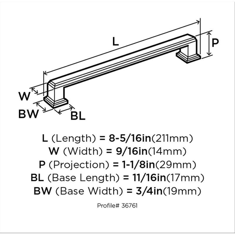 Appoint 7-9/16 in (192 mm) Center-to-Center Matte Black Cabinet Pull - 7.5625