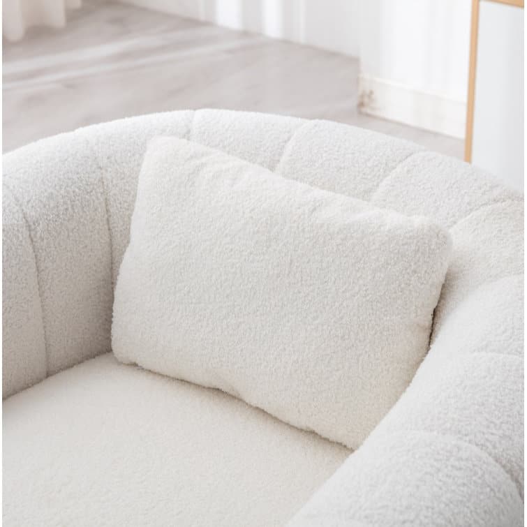 Ebello Oversize Velvet Swivel 360° Rotation Barrel Comfy Round Armchair With Pillow For Living Room Bedroom