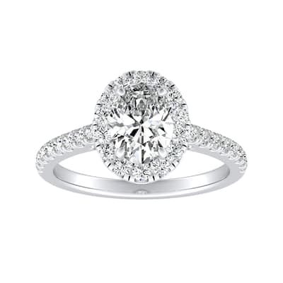 Auriya 14k Gold 3/4ctw Oval-cut Halo Diamond Engagement Ring