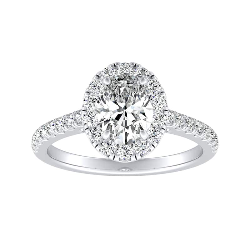 Auriya 14k Gold 3/4ctw Oval-cut Halo Diamond Engagement Ring - White - 5.5