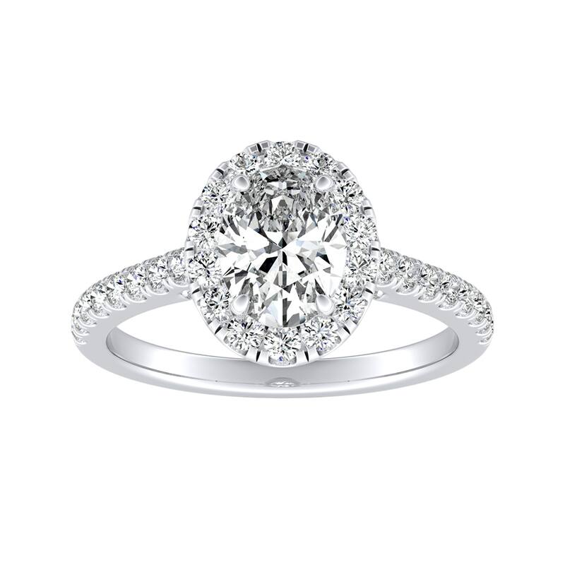 Auriya 14k Gold 9/10ctw Oval-cut Halo Diamond Engagement Ring - White - 6
