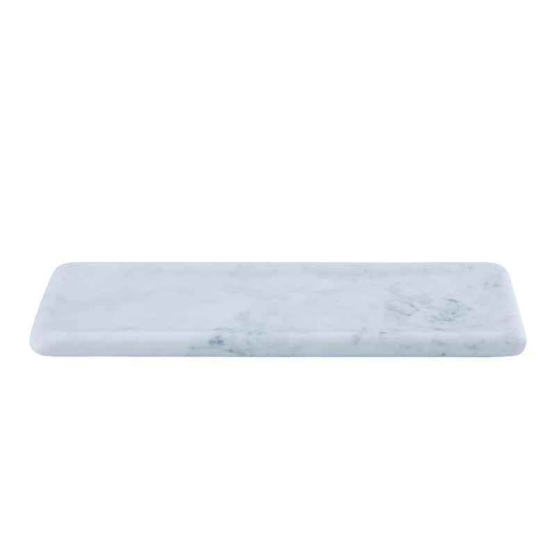 Med. White Marble Round Edged Tray
