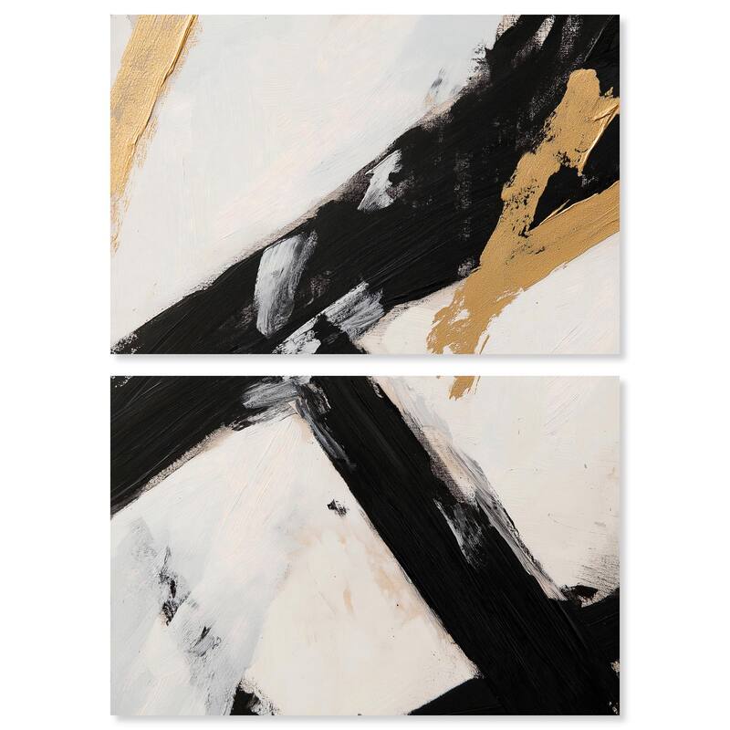 Weight of Black I Canvas Set of 2 by Art Remedy, Gallery Wrapped - 15" x 10"