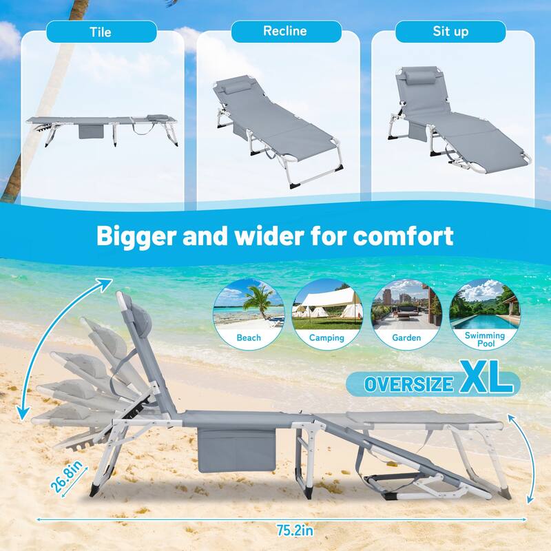 3-in-1 Heavy Duty Tanning Chair with Face Hole