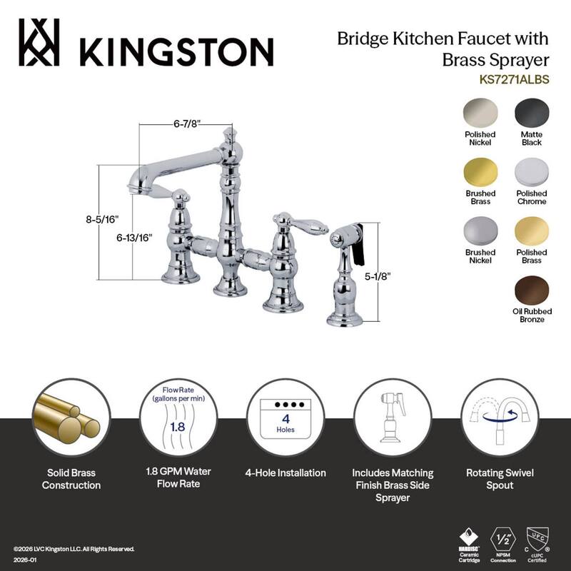 Kingston Brass English Country Kitchen Faucet with Side Sprayer