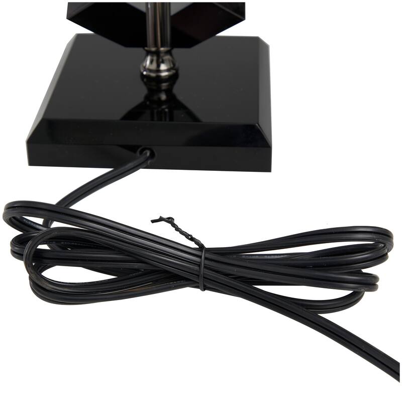 Black Crystal Geometric Diamond Inspired Room Table Lamp with Black Crystal Base