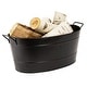 preview thumbnail 7 of 5, Achla Designs Versatile Traditional Galvanized Steel Oval Tub, 21 Inch Long, Black