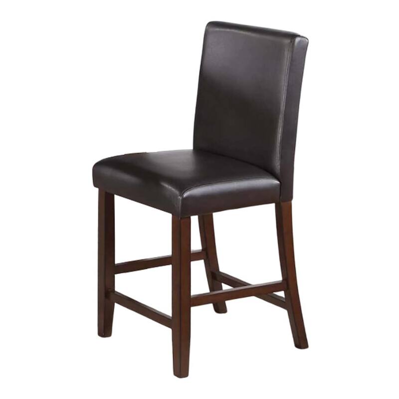 Wesley 5pc Dining Table Set, Black Faux-Leather, Faux Marble, Cherry Brown