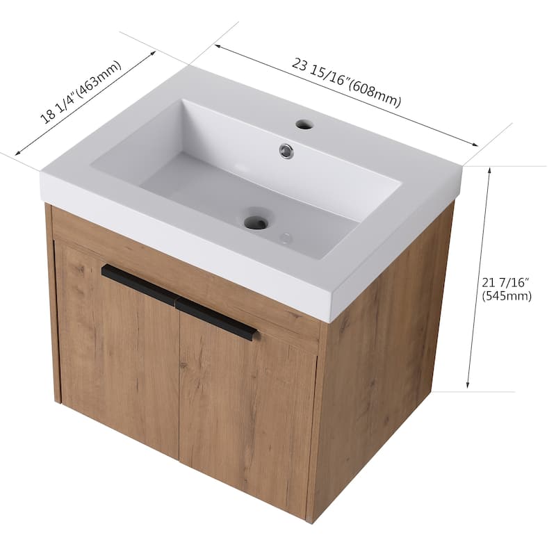 Beingnext 24"/30"/36" Bathroom Vanity with Sink, Floating Bathroom Vanity with 2 Soft Close Doors