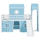 preview thumbnail 8 of 13, Blue Twin Size Solid Wood Loft House Bed with Slide and Ladder